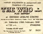Ticket stub Deeside 1981 (sent by Phil Hopkins)
