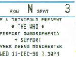Ticket stub, Manchester 11-12-1996