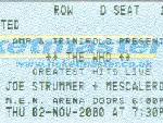 Ticket stub Manchester, 02-11-2000 (from Darren Williams)