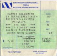 Ticket Stub 11.09.1982 (Steve Bastow)