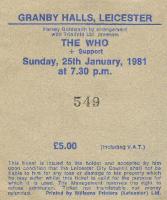 Ticket Stub, 25-01-1981 (© Richard Lewis)